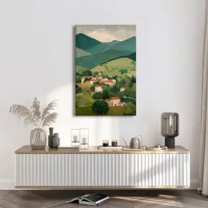 Obraz horská panoráma s dedinou