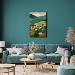 Obraz horská panoráma s dedinou