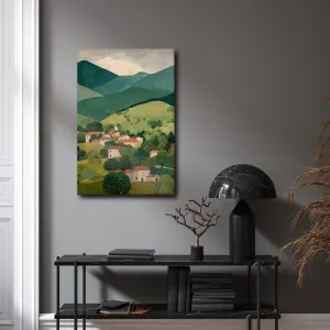 Obraz horská panoráma s dedinou