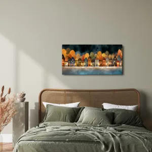 Obraz sviatočné osvetlené domčeky