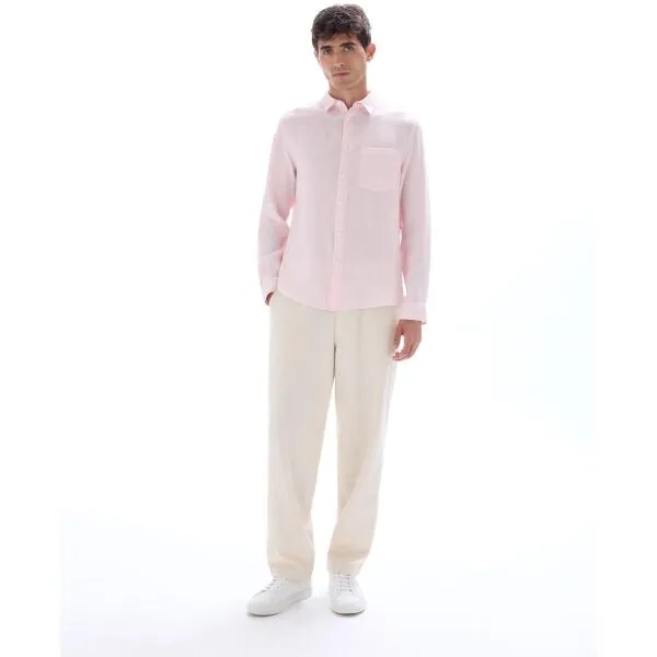 CELIO DAFLIX Pánska ľanová košeľa, ružová, veľkosť