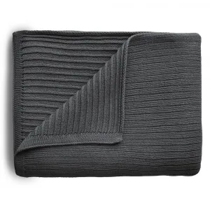 Mushie pletená detská deka z organickej bavlny - pásiková Dark Gray
