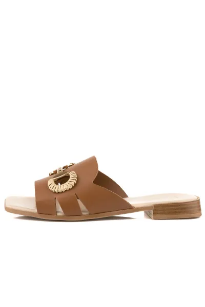 Šľapky Karl Lagerfeld Petalo Brooch Slide Tan Lthr