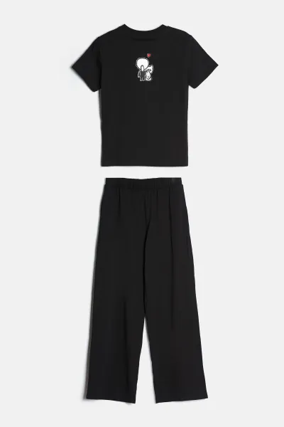 Pyžamo Karl Lagerfeld Ikon Rhinestone Pj Set Black