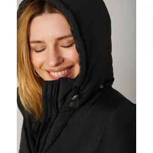 Dlhá nepremokavá prešívaná bunda s opaskom, na zips