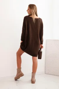 Legínovo Dámske šaty Plus Size z vlny s výstrihom do V tmavo béžové Farba: Tmavobéžová, Veľkosť: UNI
