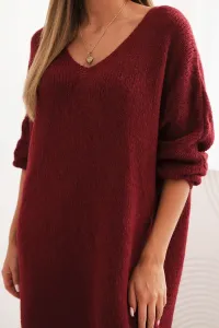 Legínovo Dámske šaty Plus Size z vlny s výstrihom do V tmavo béžové Farba: Tmavobéžová, Veľkosť: UNI