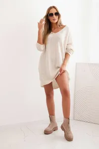 Legínovo Dámske šaty Plus Size z vlny s výstrihom do V tmavo béžové Farba: Tmavobéžová, Veľkosť: UNI