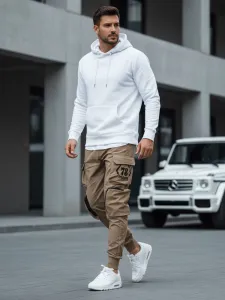 Trendy jogger kapsáčové nohavice pre pánov béžové