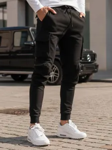 Trendy jogger kapsáčové nohavice pre pánov čierne