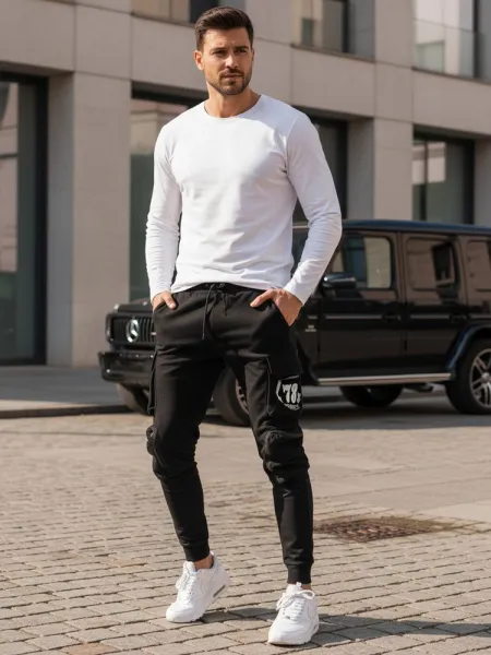 Trendy jogger kapsáčové nohavice pre pánov čierne