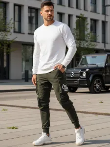 Trendy jogger kapsáčové nohavice pre pánov zelené