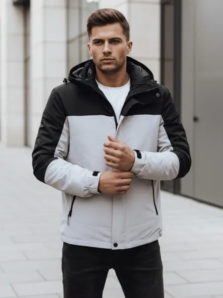 Trendy bunda s kapucňou pre pánov šedá