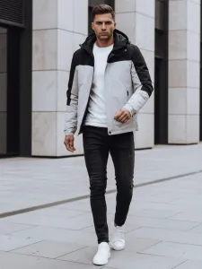 Trendy bunda s kapucňou pre pánov šedá