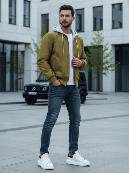 Prechodná bunda pre pánov s kapucňou zelená