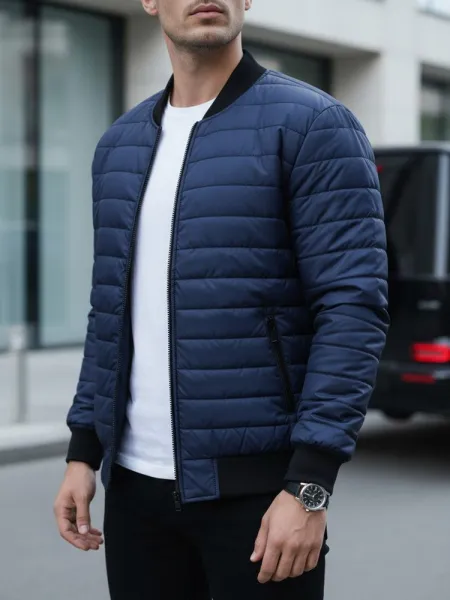 Moderná pánska bomber bunda modrá