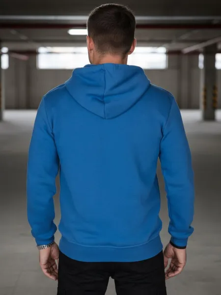 Moderná mikina s kapucňou pre pánov- modrá