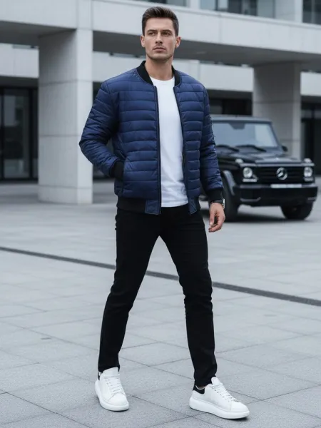 Moderná pánska bomber bunda modrá