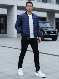 Moderná pánska bomber bunda modrá