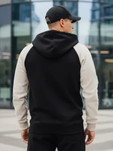 Mikina pre mužov s kapucňou -krémová a čierna