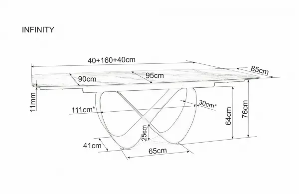 Signal Jídelní rozkládací stůl Infinity 160/240 cm keramika bílý mramor/měděný