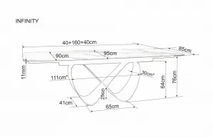 Signal Jídelní rozkládací stůl Infinity 160/240 cm keramika bílý mramor/měděný