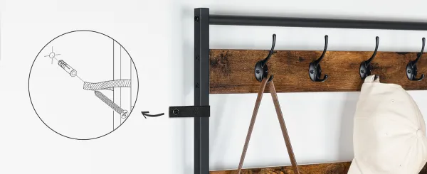Predsieňový vešiak s botníkom Vasagle Mjora 80 cm čierny/hnedý