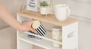 Úzky pojazdný kuchynský regál Vasagle Tonari 45 cm biely/hnedý
