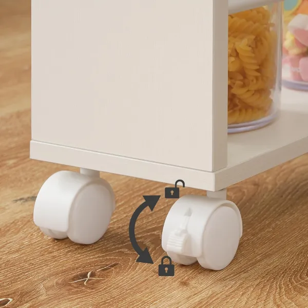Úzky pojazdný kuchynský regál Vasagle Tonari 45 cm biely/hnedý
