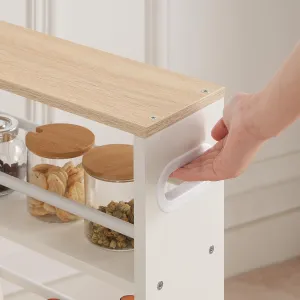 Úzky pojazdný kuchynský regál Vasagle Tonari 45 cm biely/hnedý